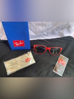 Ray-Ban Red and Black Wayfarer Sunglasses with Logo